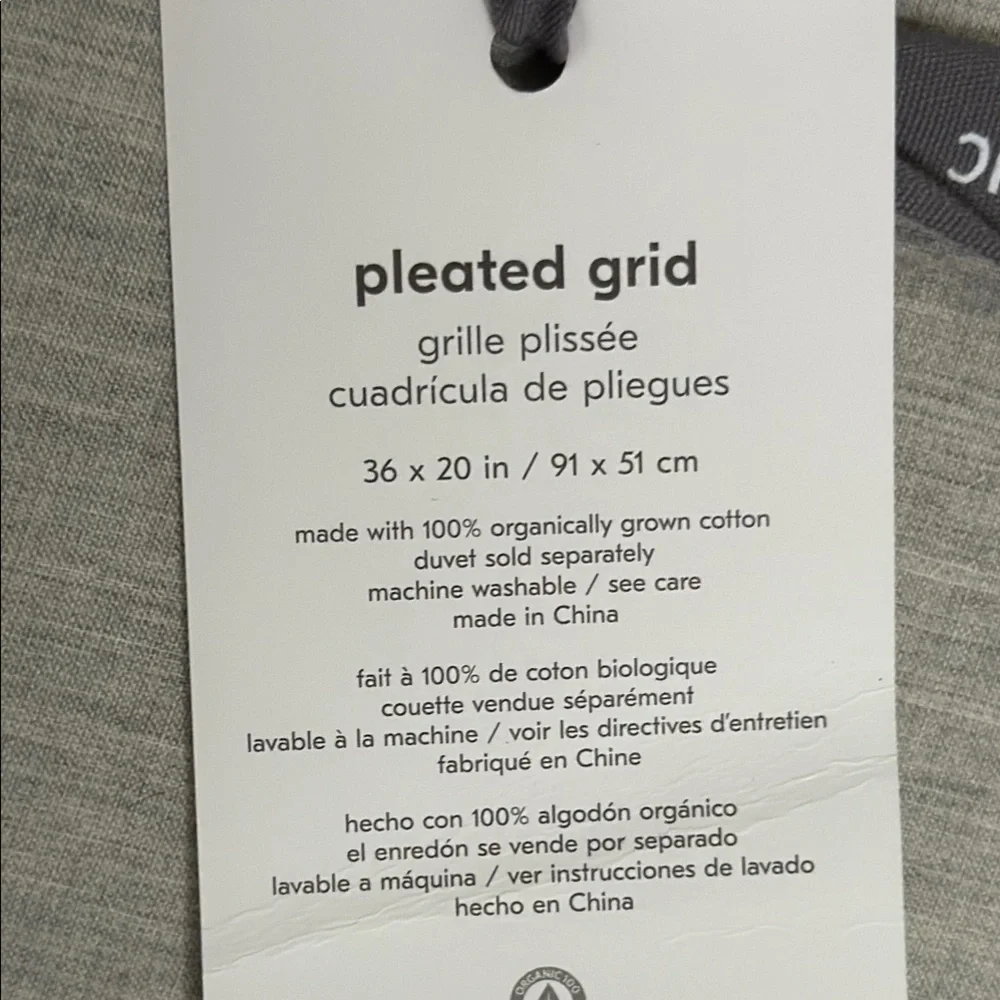 West Elm Pleated Grid Heather Gray Shams King NWT